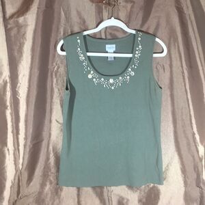 Chico’s button and bead embellished tank top
